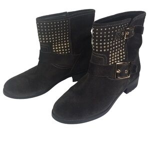 Carlo Pazolini brown suede ankle boots gold studs size 36/6 Italy